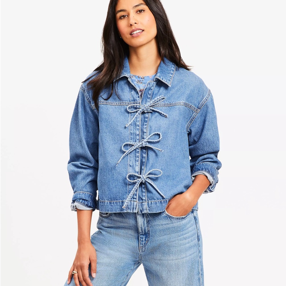 LOFT Bow-Front Denim Top/Jacket